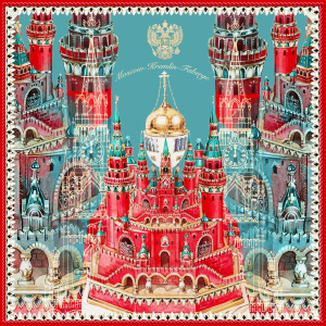 Faberge Moscow Kremlin gift set with handkerchief and notebook