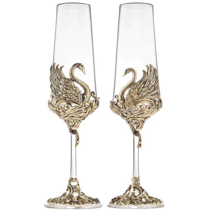 Set of champagne glasses "Swans" for 2 persons
