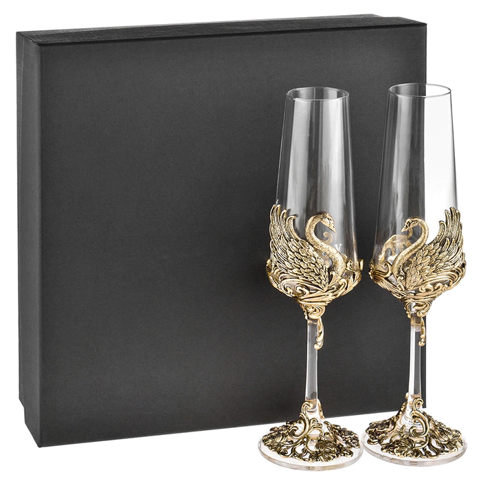 Set of champagne glasses "Swans" for 2 persons