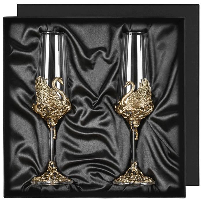 Set of champagne glasses "Swans" for 2 persons