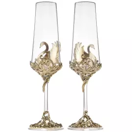 Набор бокалов для шампанского "Лебеди" на 2 персоны