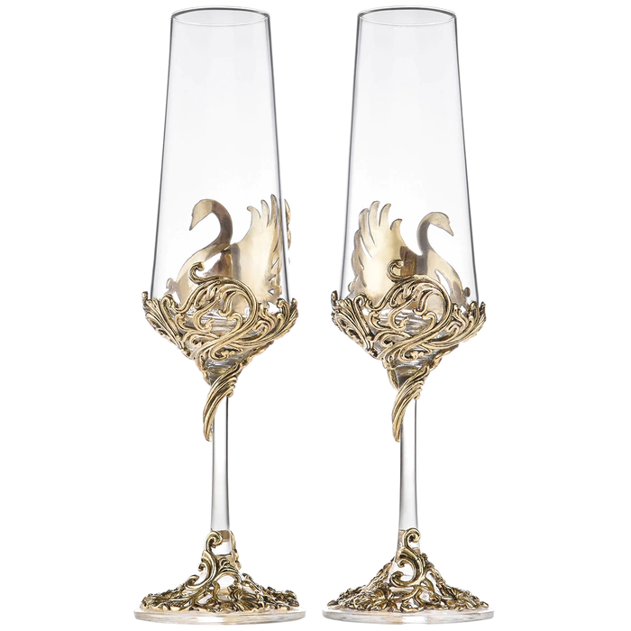 Set of champagne glasses "Swans" for 2 persons