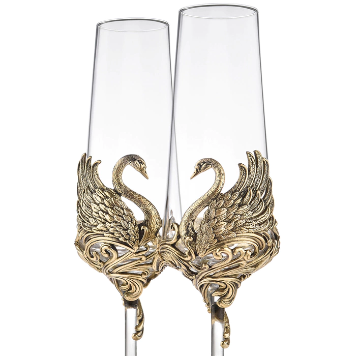 Set of champagne glasses "Swans" for 2 persons