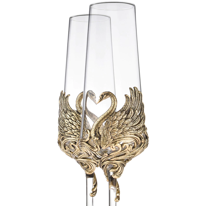 Set of champagne glasses "Swans" for 2 persons