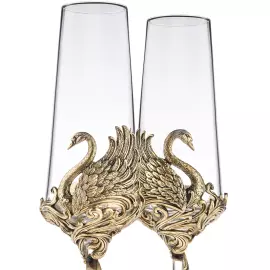 Набор бокалов для шампанского "Лебеди" на 2 персоны