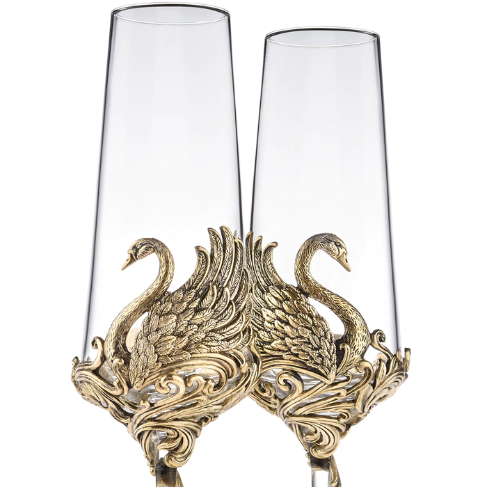 Set of champagne glasses "Swans" for 2 persons