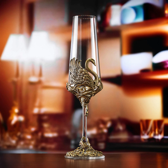 Set of champagne glasses "Swans" for 2 persons