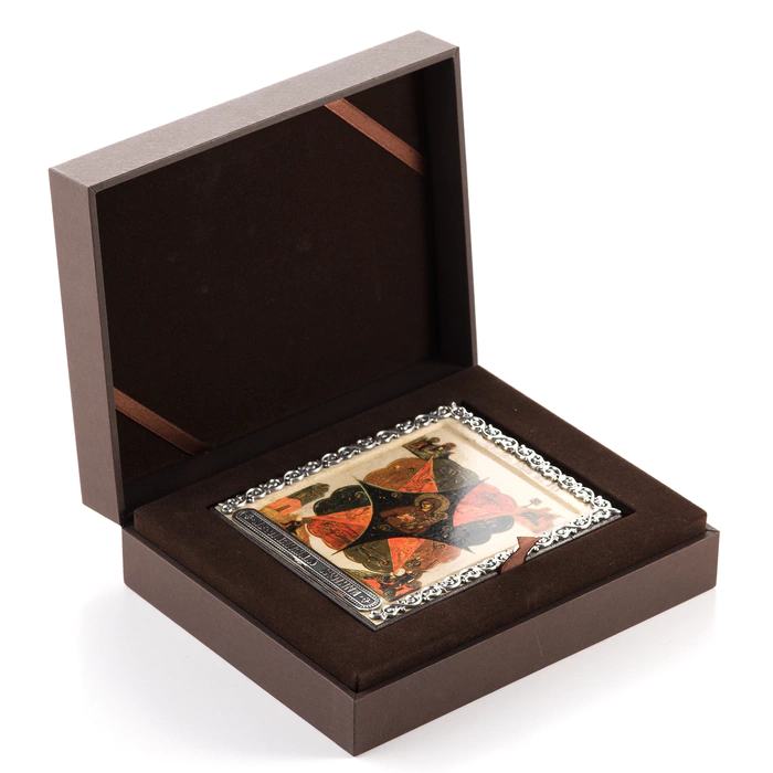 The icon of the Burning Bush in a silver baguette