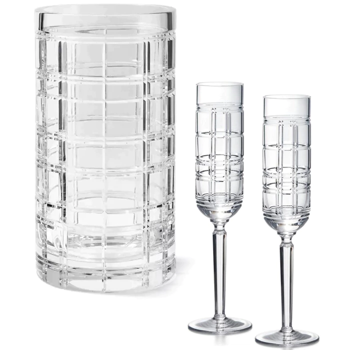 Hudson champagne glasses set with vase, for 2 persons