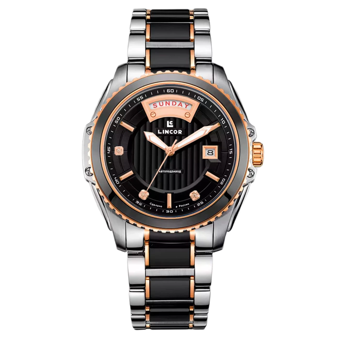 Lincor 1106 Self-winding Mechanical Wristwatch, silver and Black