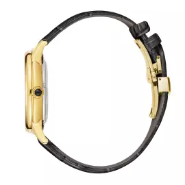 Наручные механические часы Lincor 1183 с автоподзаводом, золотисто-черные с черным ремешком