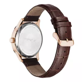 Наручные механические часы Mikhail Moskvin 1507 с автоподзаводом, черные с коричневым ремешком