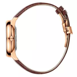 Наручные механические часы Lincor 1927 с автоподзаводом, золотисто-белые с коричневым ремешком