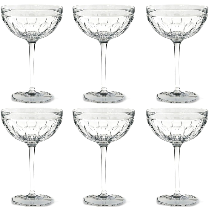 Set of Coraline crystal champagne glasses, for 6 persons