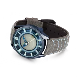 Наручные механические часы Lincor 4091 "Cosmos Сатурн" с автоподзаводом, голубые с серым ремешком