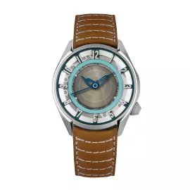 Lincor 4091 "Cosmos Saturn" Self-winding Mechanical Wristwatch, silver with orange strap