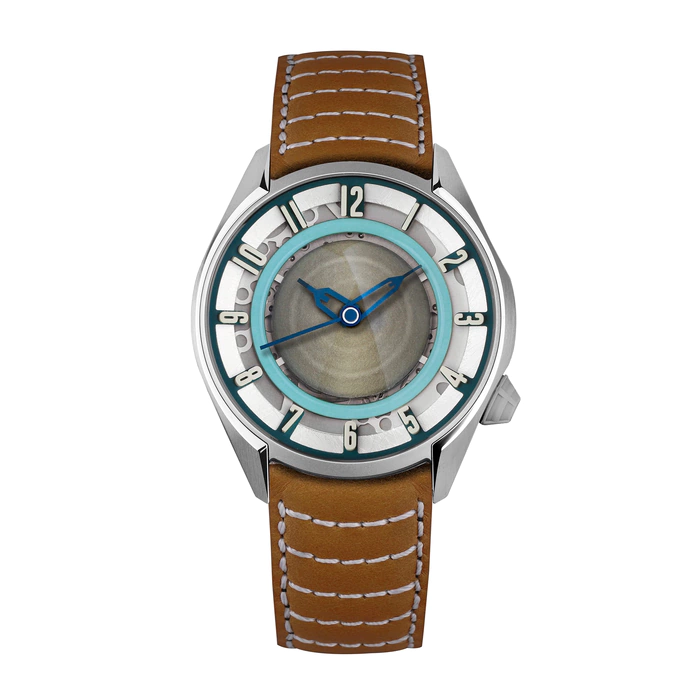 Lincor 4091 "Cosmos Saturn" Self-winding Mechanical Wristwatch, silver with orange strap