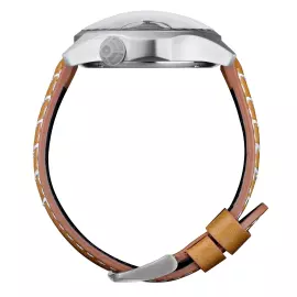 Lincor 4091 "Cosmos Saturn" Self-winding Mechanical Wristwatch, silver with orange strap