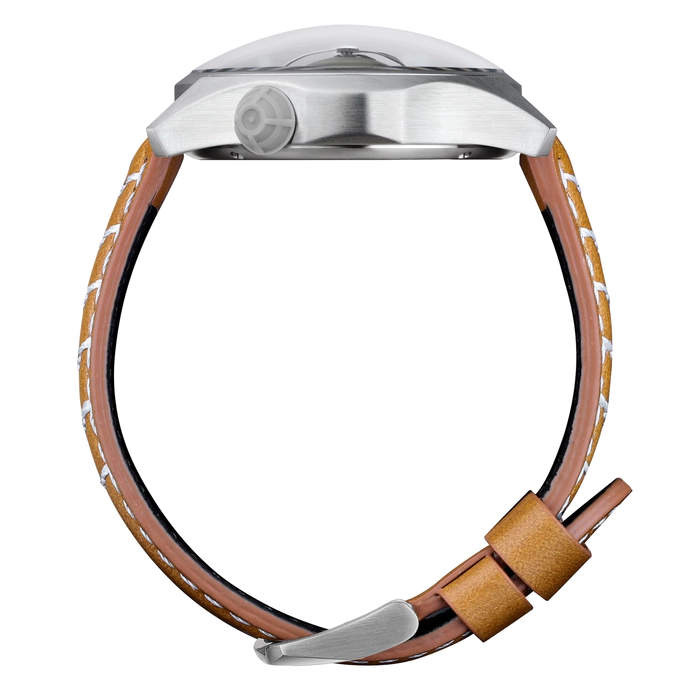 Lincor 4091 "Cosmos Saturn" Self-winding Mechanical Wristwatch, silver with orange strap