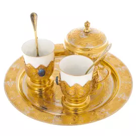 Eleanor coffee set for 2 persons, with lapis lazuli, Zlatoust
