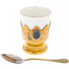 Eleanor coffee set for 2 persons, with lapis lazuli, Zlatoust