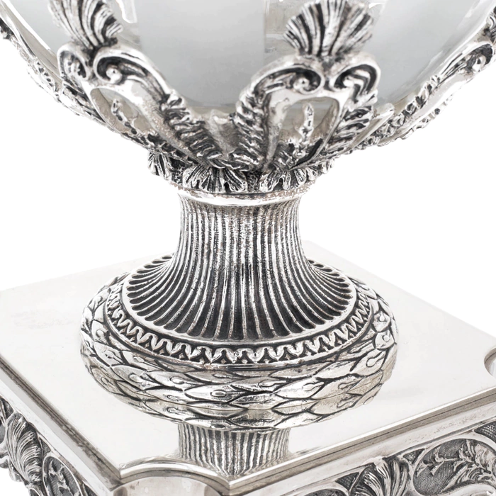 Pair of crystal vases "Pear" with silver plating