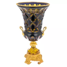 Amber-blue crystal vase "Palazzo"