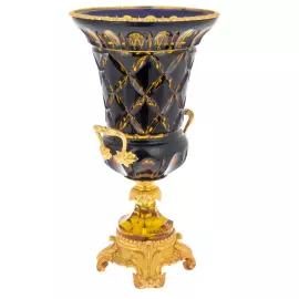 Amber-blue crystal vase "Palazzo"