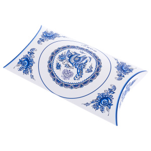 Silk handkerchief "Gzhel" with hand stitching