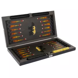 Нарды из ясеня и янтаря "Медведь на охоте"