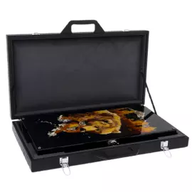 Нарды из ясеня и янтаря "Медведь на охоте"