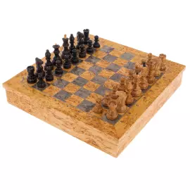 4-in-1 Karelian birch chess set "Quadro"