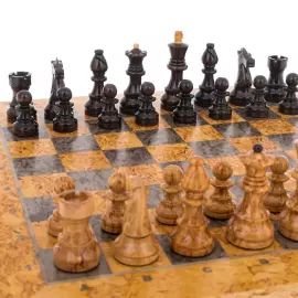 4-in-1 Karelian birch chess set "Quadro"