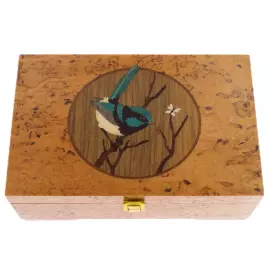 Шкатулка для украшений из карельской березы "Птичка"