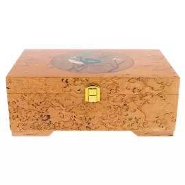 Шкатулка для украшений из карельской березы "Птичка"