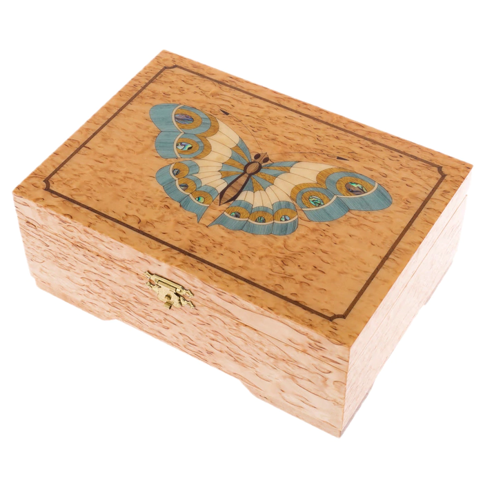 Jewelry box made of Karelian birch "Butterfly"