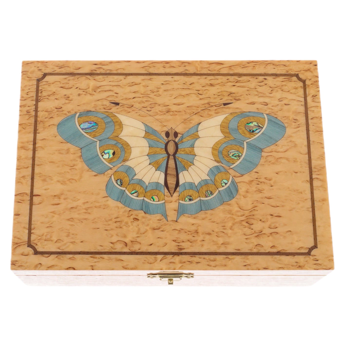 Jewelry box made of Karelian birch "Butterfly"