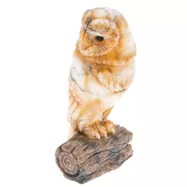 Статуэтка из желтого ангидрита "Сова на бревне"
