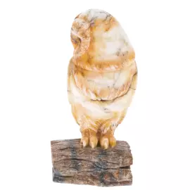 Статуэтка из желтого ангидрита "Сова на бревне"