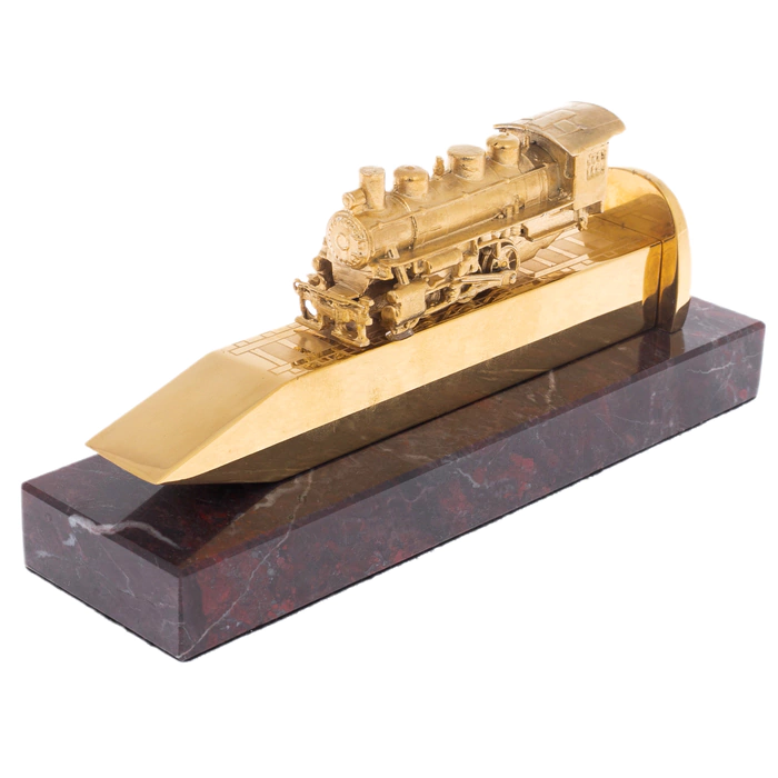 Souvenir "Steam locomotive" on an extension made of jasper, Zlatoust