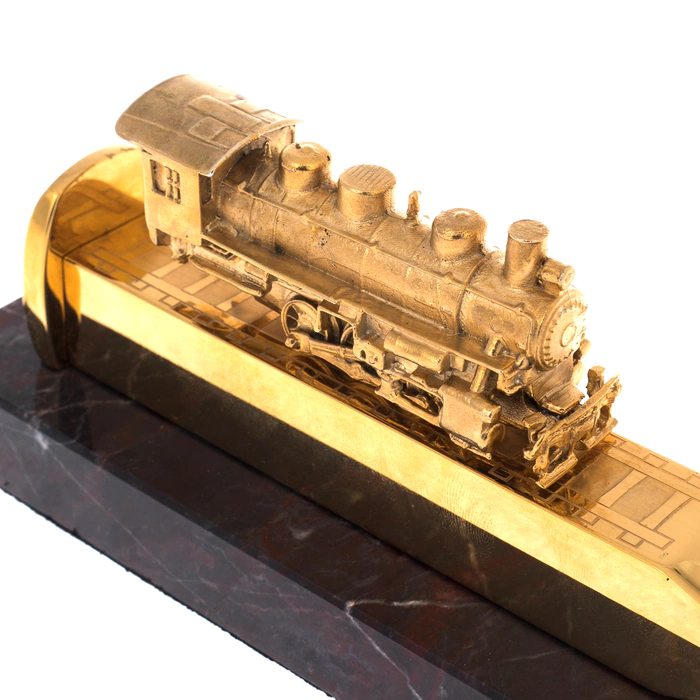 Souvenir "Steam locomotive" on an extension made of jasper, Zlatoust