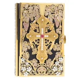 Библия "Крест" с гранатом и эмалями, Златоуст