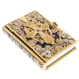 Библия "Крест" с гранатом и эмалями, Златоуст