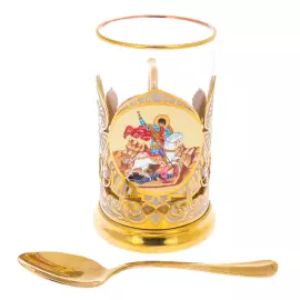 Cup holder "George the Victorious" with enamels, Zlatoust