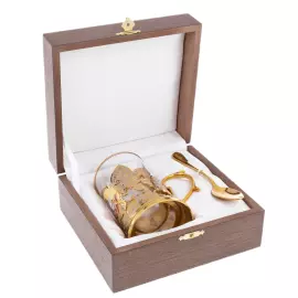 Cup holder "George the Victorious" with enamels, Zlatoust