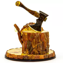 Часы настольные из янтаря "Дровосек"