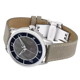 Наручные механические часы Lincor 4097 "Cosmos Метеорит" с автоподзаводом, с бежевым ремешком