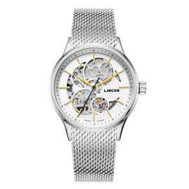 Наручные механические часы Lincor 4119 с автоподзаводом, серебристые