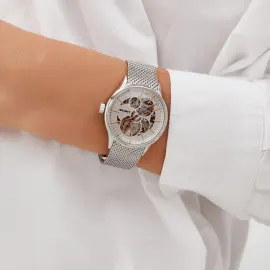 Наручные механические часы Lincor 4119 с автоподзаводом, серебристые