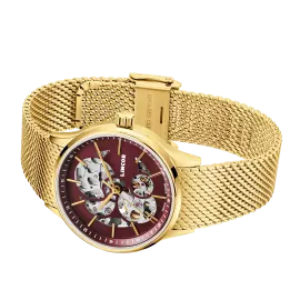 Наручные механические часы Lincor 4119 с автоподзаводом, золотисто-красные